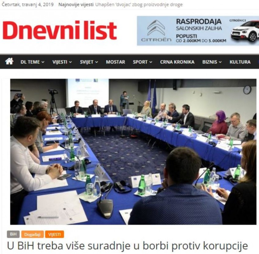 U BiH treba više suradnje u borbi protiv korupcije