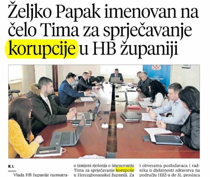 Željko Papak na čelu Tima za sprječavanje korupcije u HB županiji - Kantona 10
