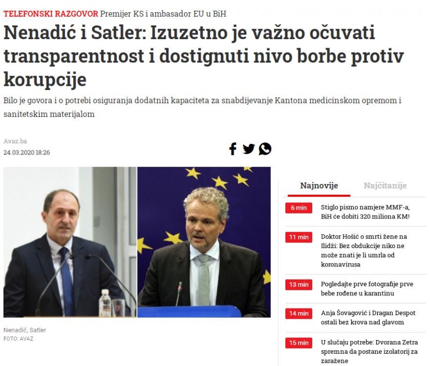 Satler i Nenadić: Očuvati transparentnost i dostignuti nivo borbe protiv korupcije