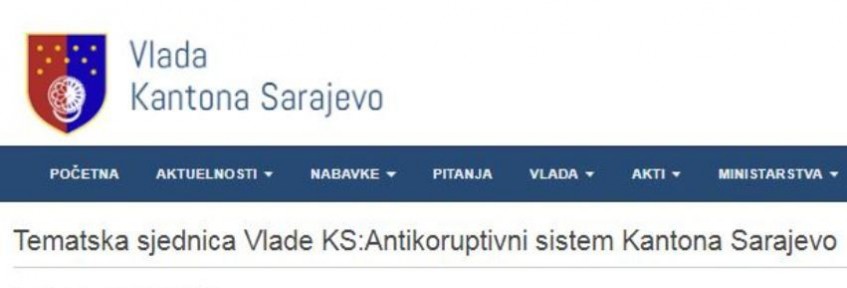 Tematska sjednica Vlade KS - Antikoruptivni sistem Kantona Sarajevo